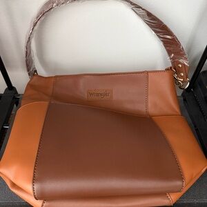 Wrangler Two-Tone Tan and Dark Brown Shoulder Bag